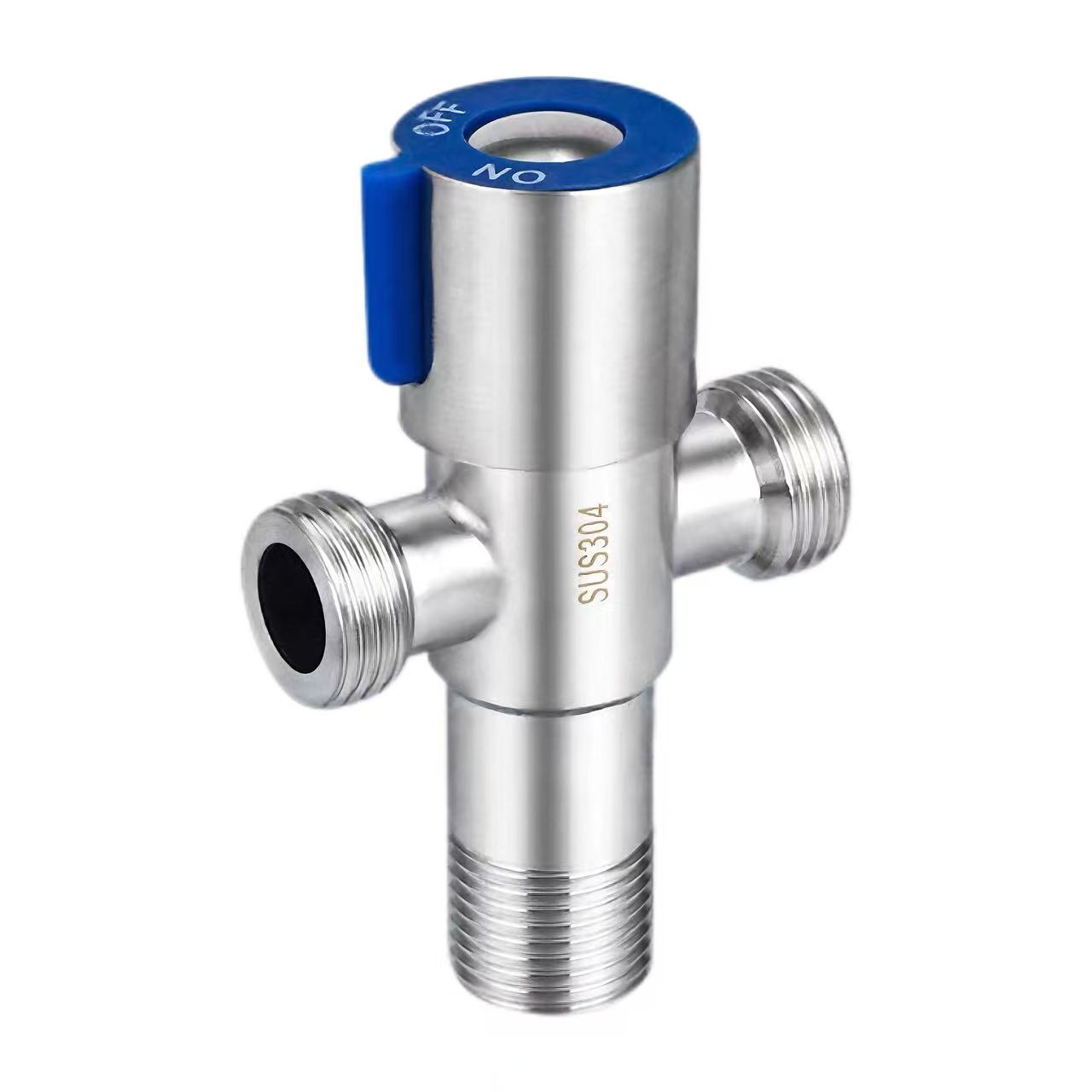 Pemegang Biru 180°Dual Outlet Injap Sudut Tiga Hala