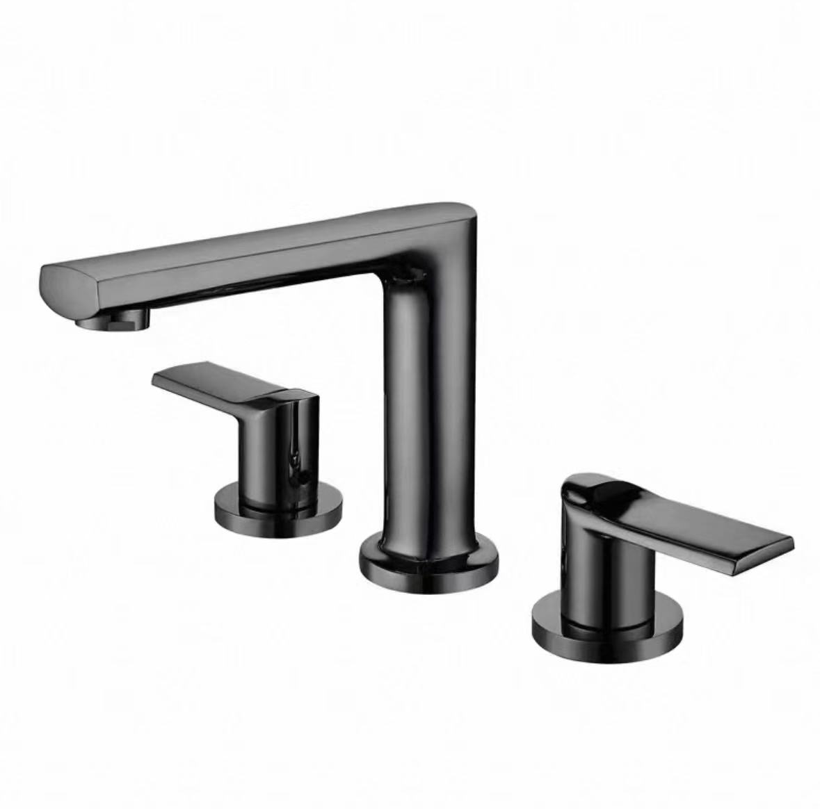 Faucet Tiga Pemegang Cermin Hitam Berkilat