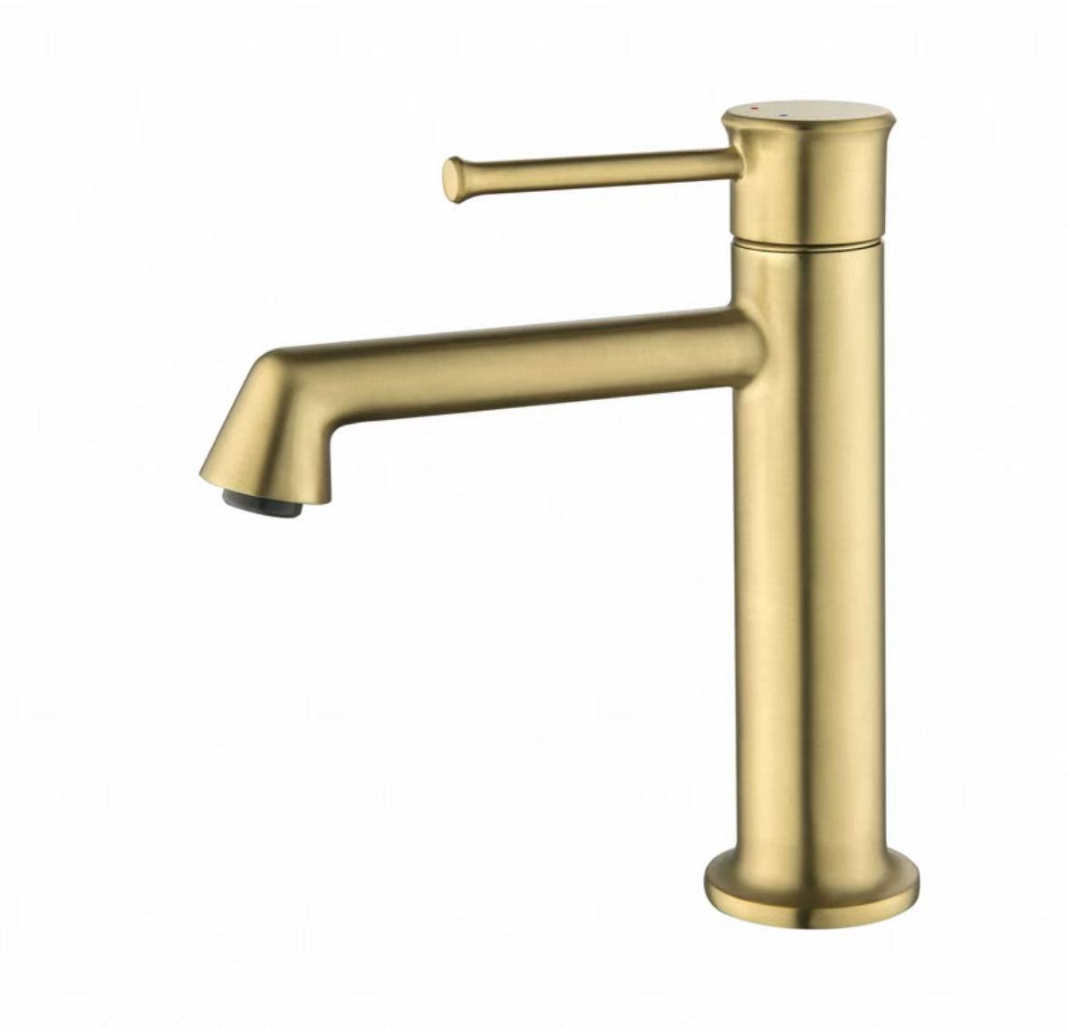 Faucet Kawalan Tunggal Silinder Emas Matte
